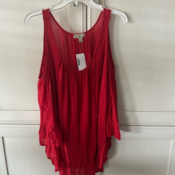 Live and Let Live Red Cold Shoulder Tank Top - Picture 1 of 6